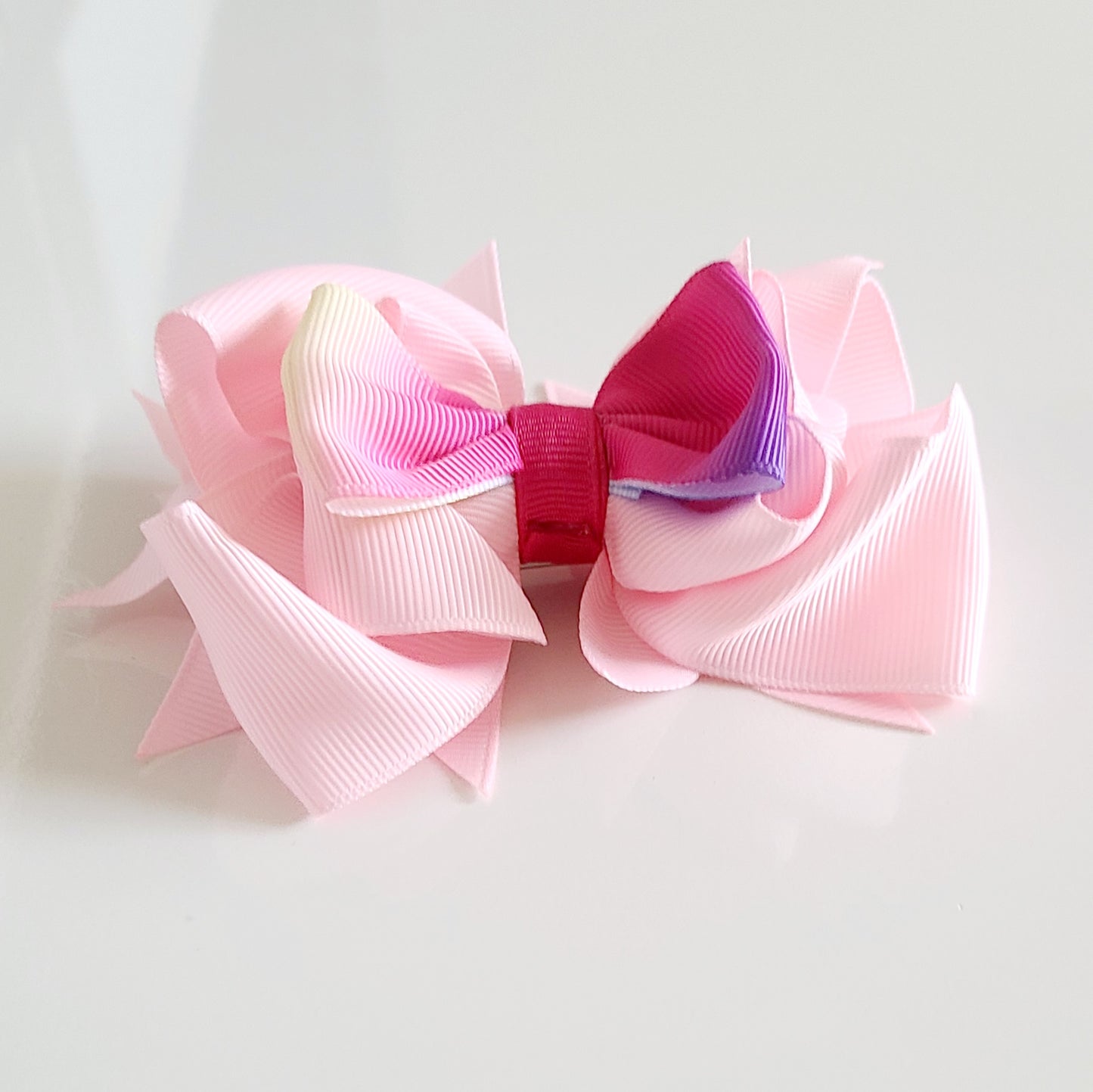 Stacked Hair Bow - Pink