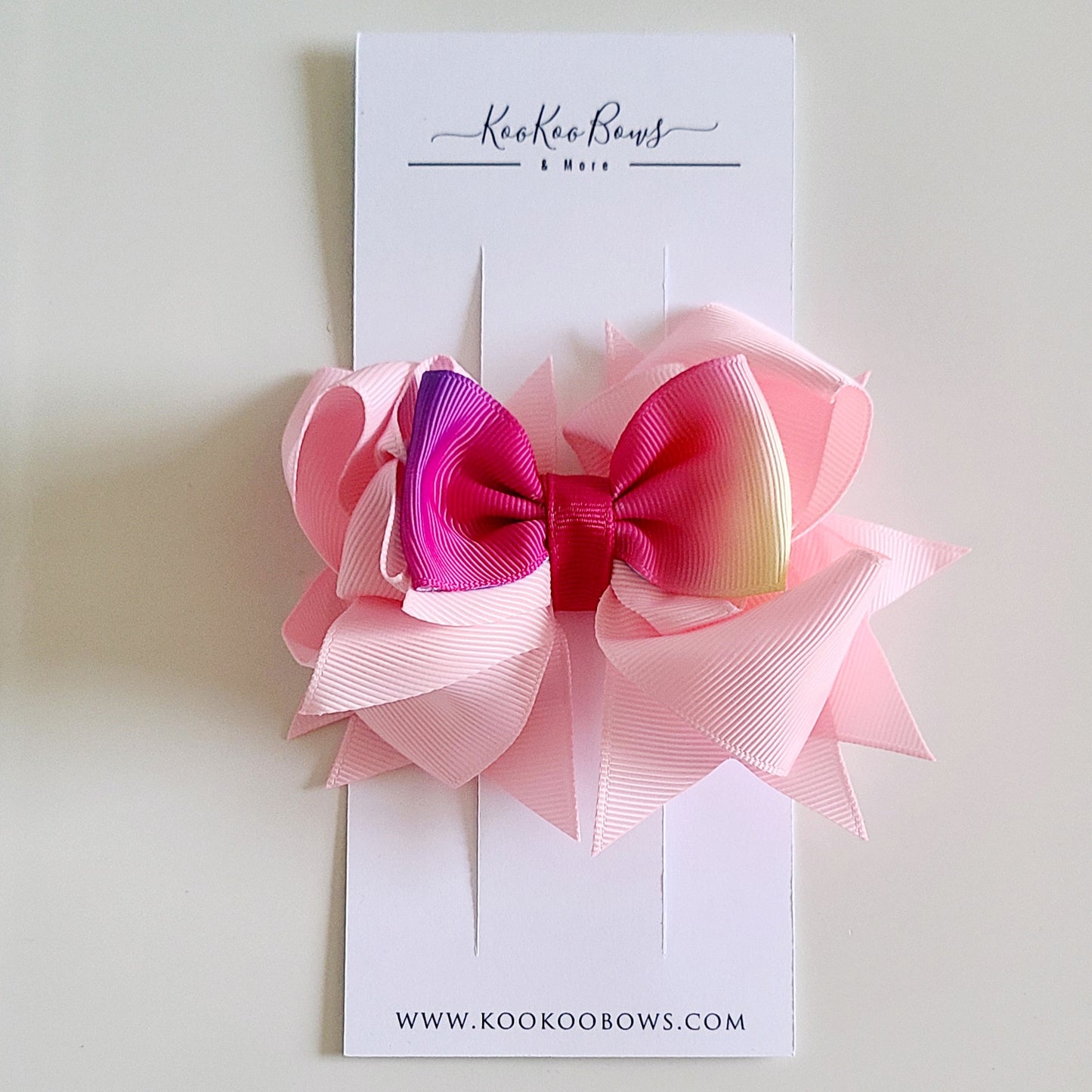 Stacked Hair Bow - Pink