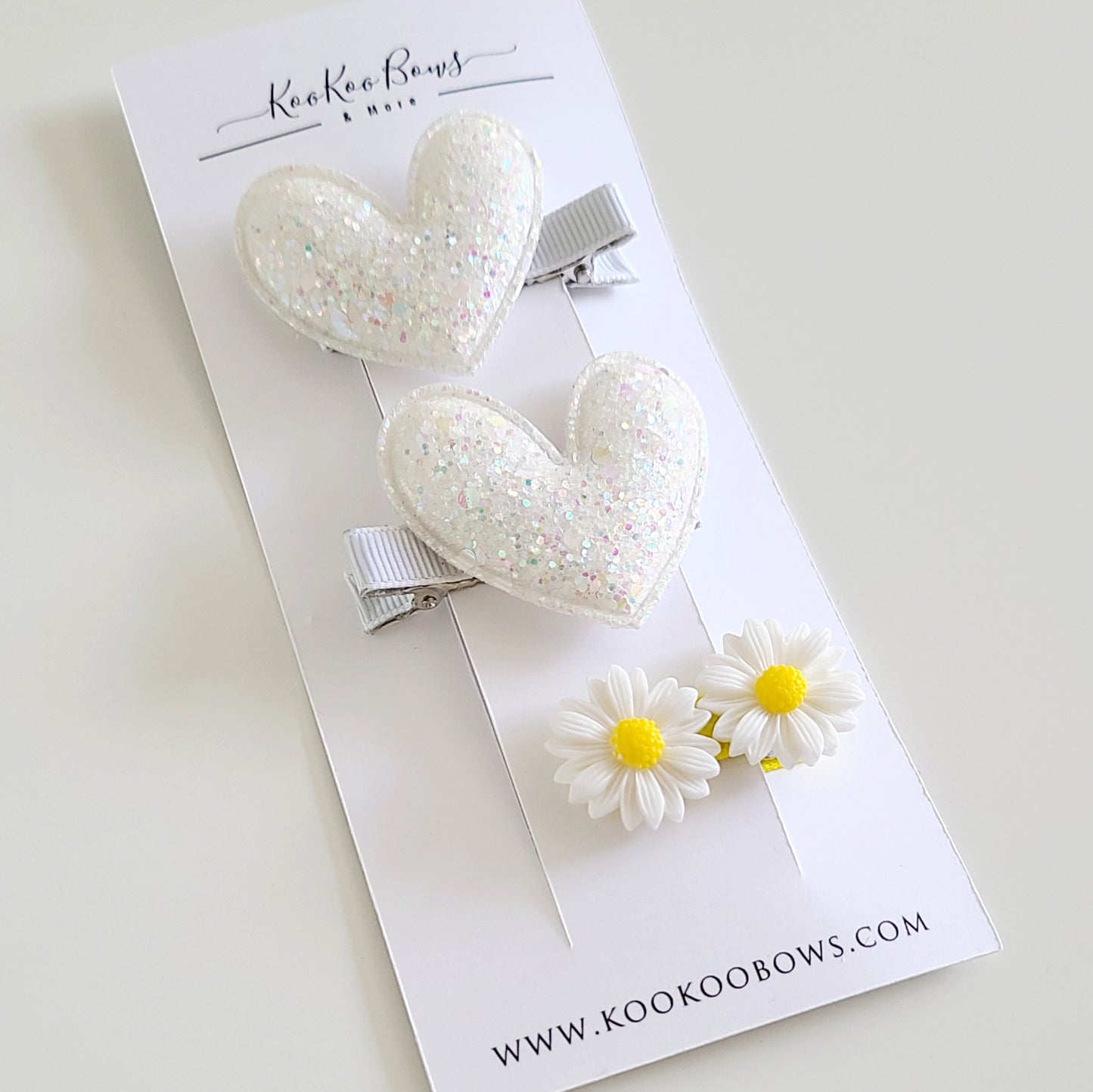 Hearts & Daisy Hair Clip Set