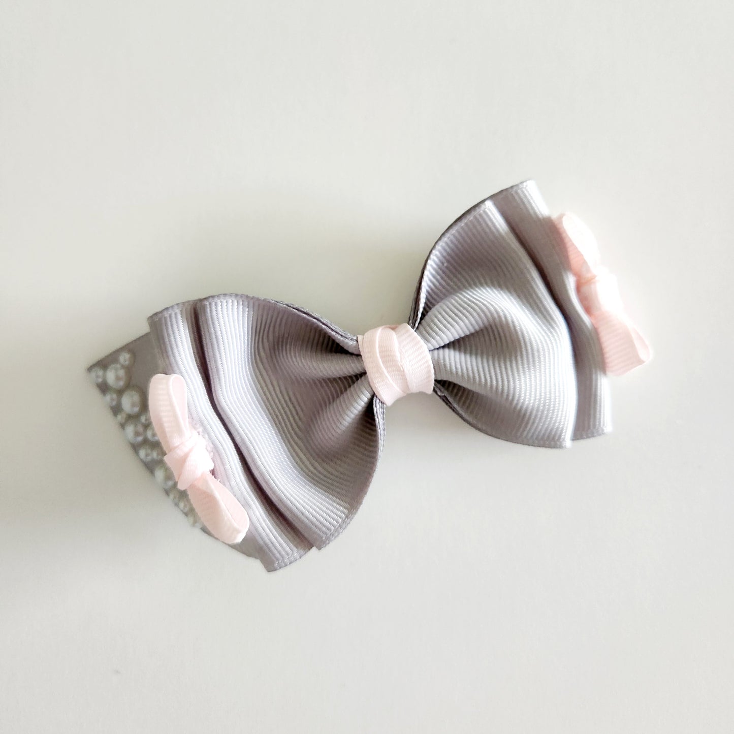 Gray & Pink Hair Bow