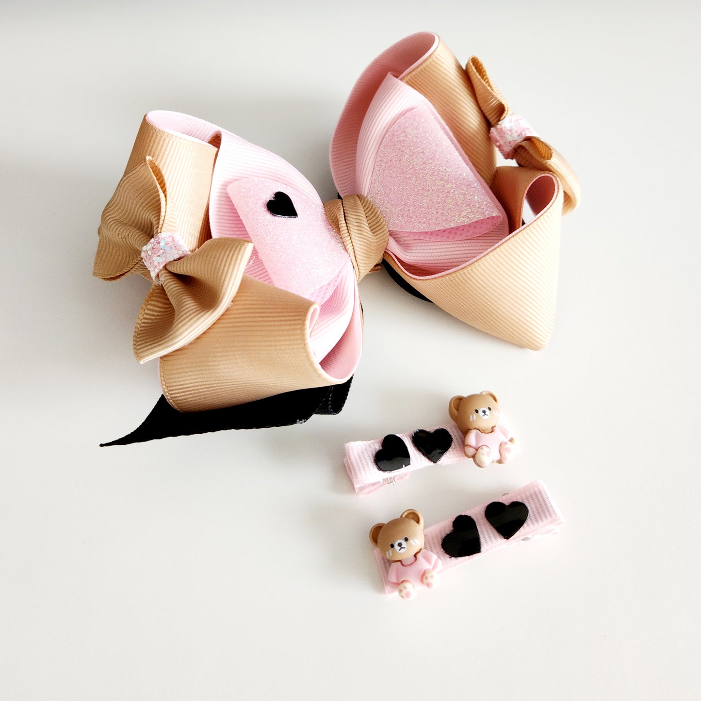 Teddy Hair Bow Set