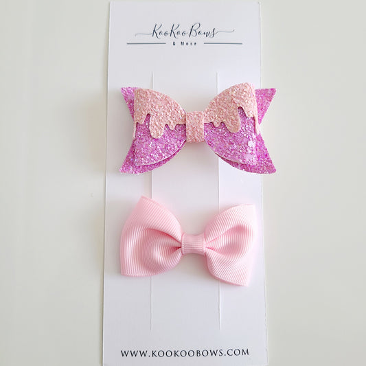 Glitter and Pink Bow Set