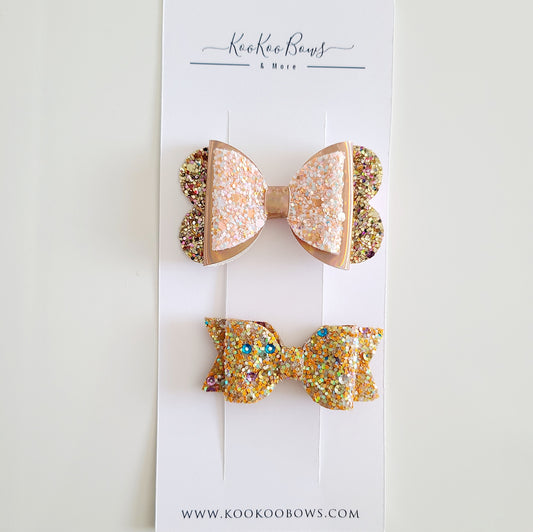 Gold Glitter Bow Set