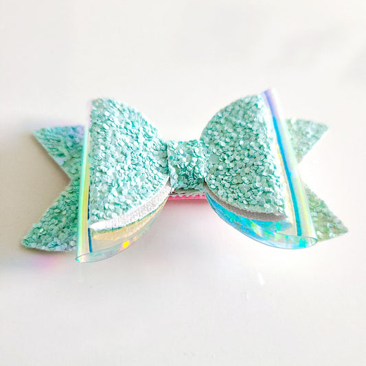 Gitter Hair Bow - Pastel Green