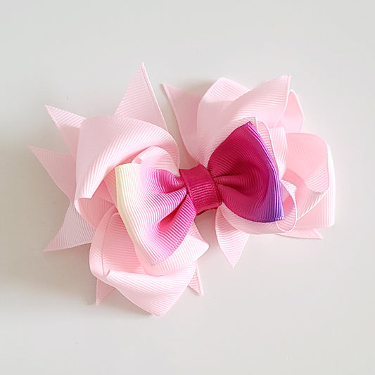 Stacked Hair Bow - Pink