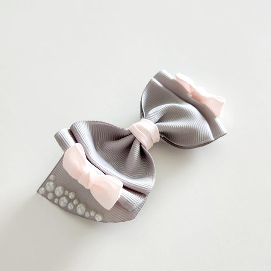 Gray & Pink Hair Bow