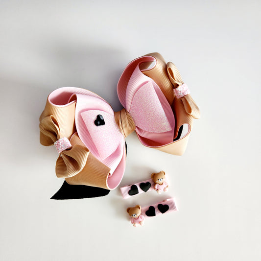 Teddy Hair Bow Set